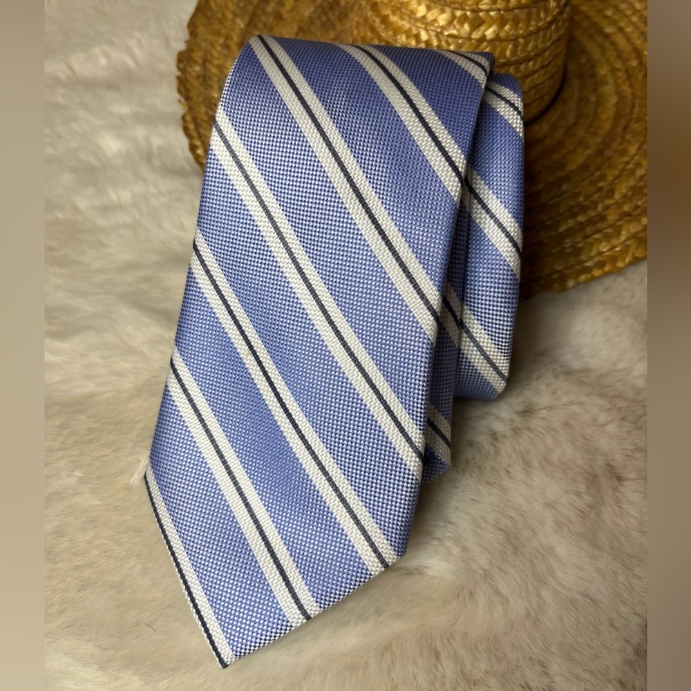 Tommy Hilfiger Blue and White Striped‎ Tie